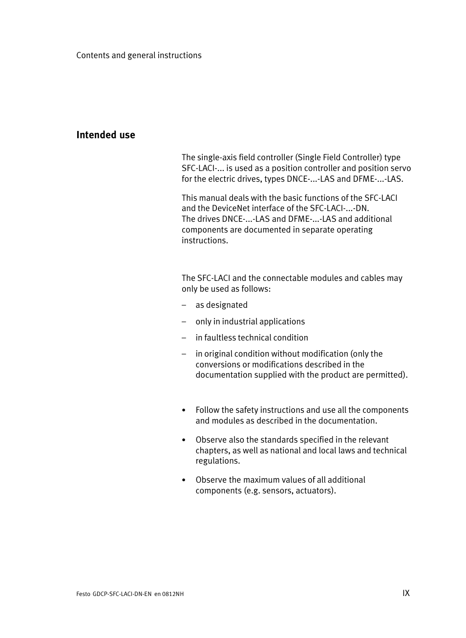 Intended use | Festo Контроллеры двигателя SFC-LAC User Manual | Page 11 / 379