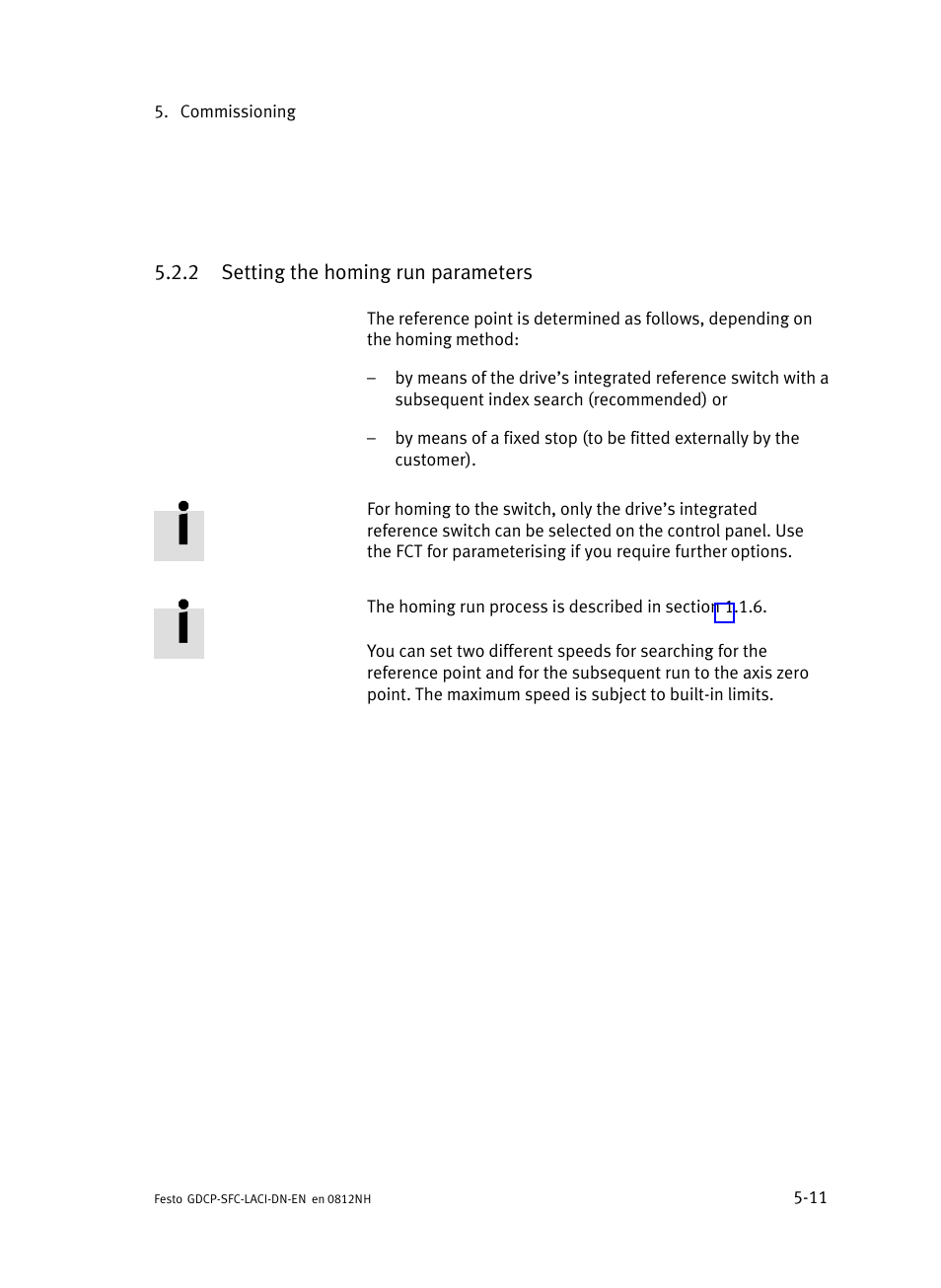 2 setting the homing run parameters, Setting the homing run parameters | Festo Контроллеры двигателя SFC-LAC User Manual | Page 115 / 379