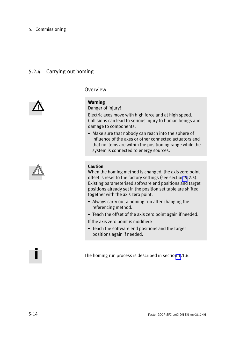 4 carrying out homing, Carrying out homing | Festo Контроллеры двигателя SFC-LAC User Manual | Page 118 / 379