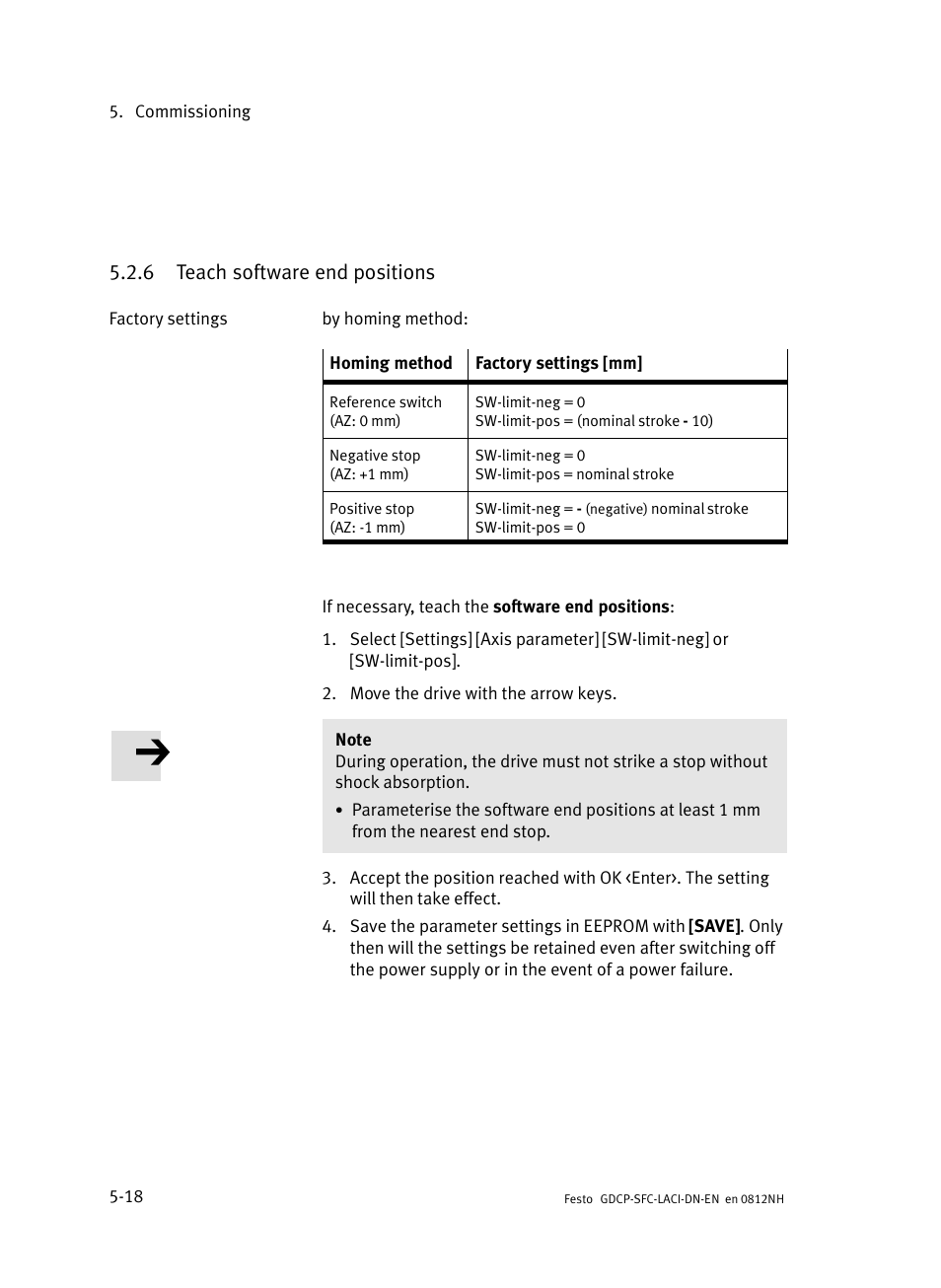 6 teach software end positions, Teach software end positions | Festo Контроллеры двигателя SFC-LAC User Manual | Page 122 / 379