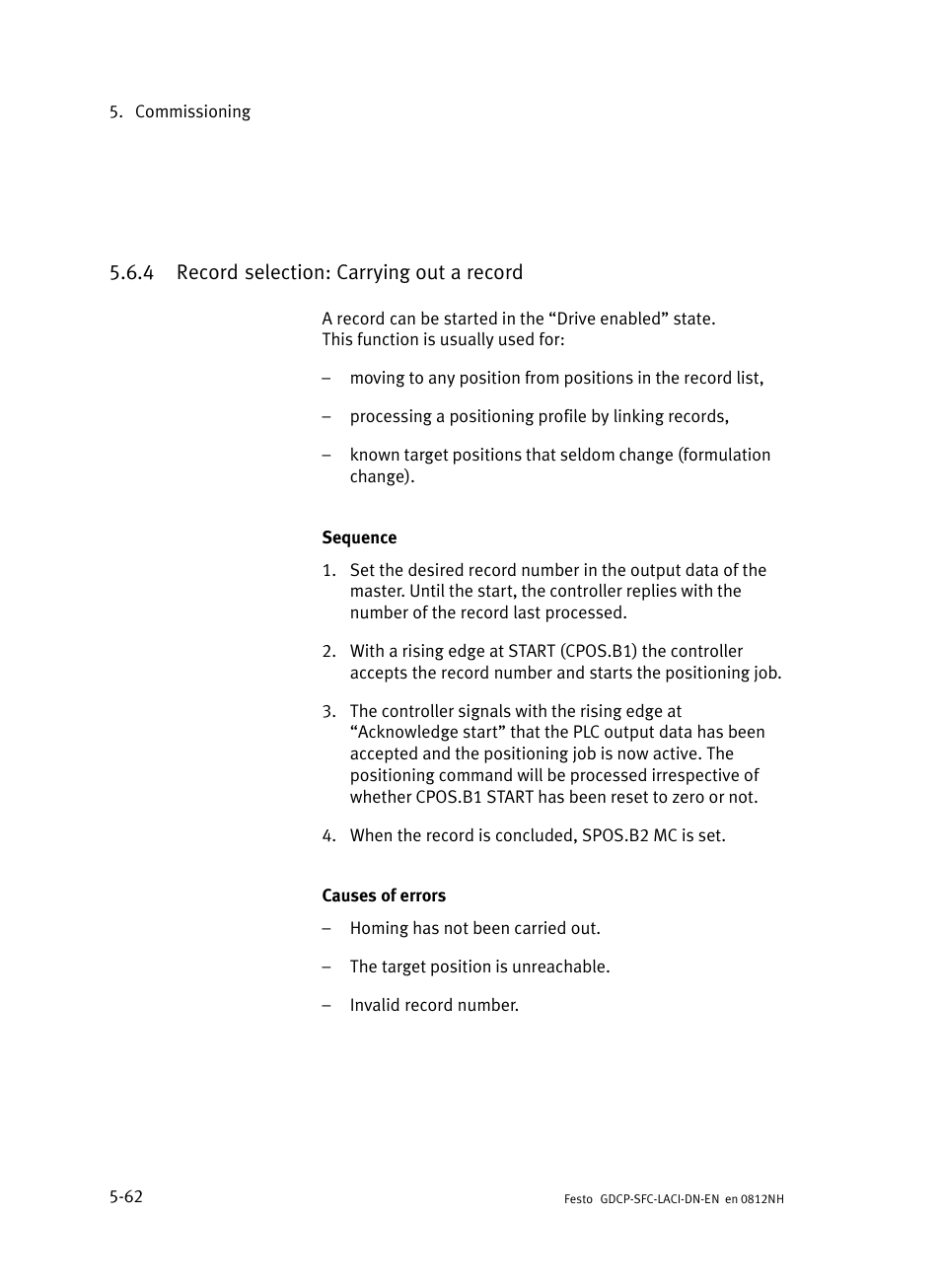 4 record selection: carrying out a record, Record selection: carrying out a record | Festo Контроллеры двигателя SFC-LAC User Manual | Page 166 / 379