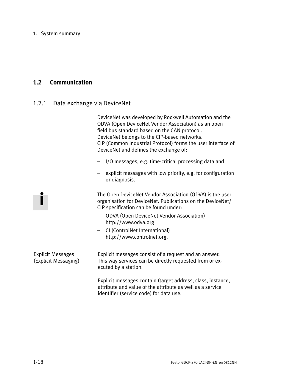 2 communication, 1 data exchange via devicenet, Communication | Data exchange via devicenet | Festo Контроллеры двигателя SFC-LAC User Manual | Page 40 / 379