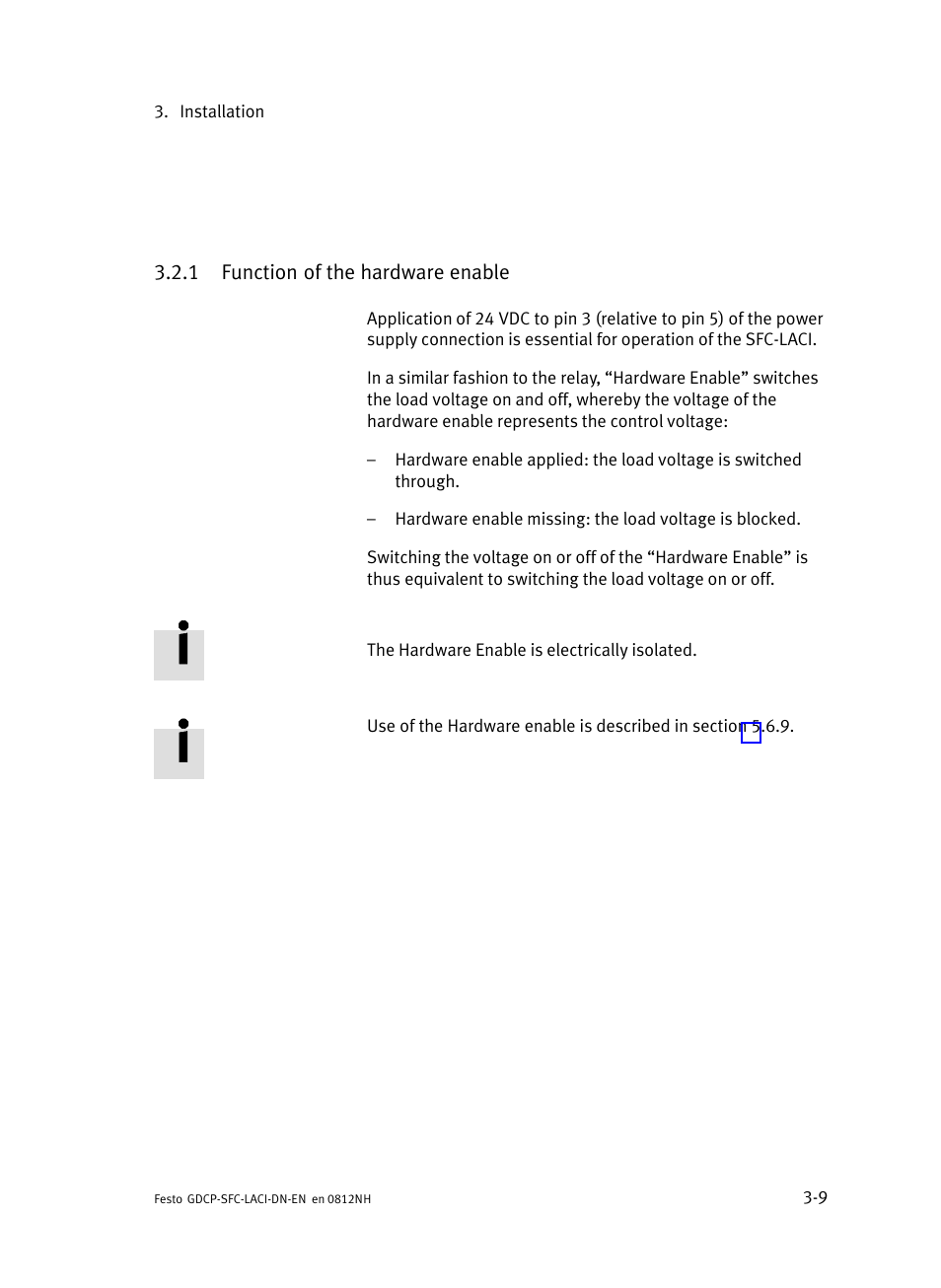 1 function of the hardware enable, Function of the hardware enable | Festo Контроллеры двигателя SFC-LAC User Manual | Page 63 / 379