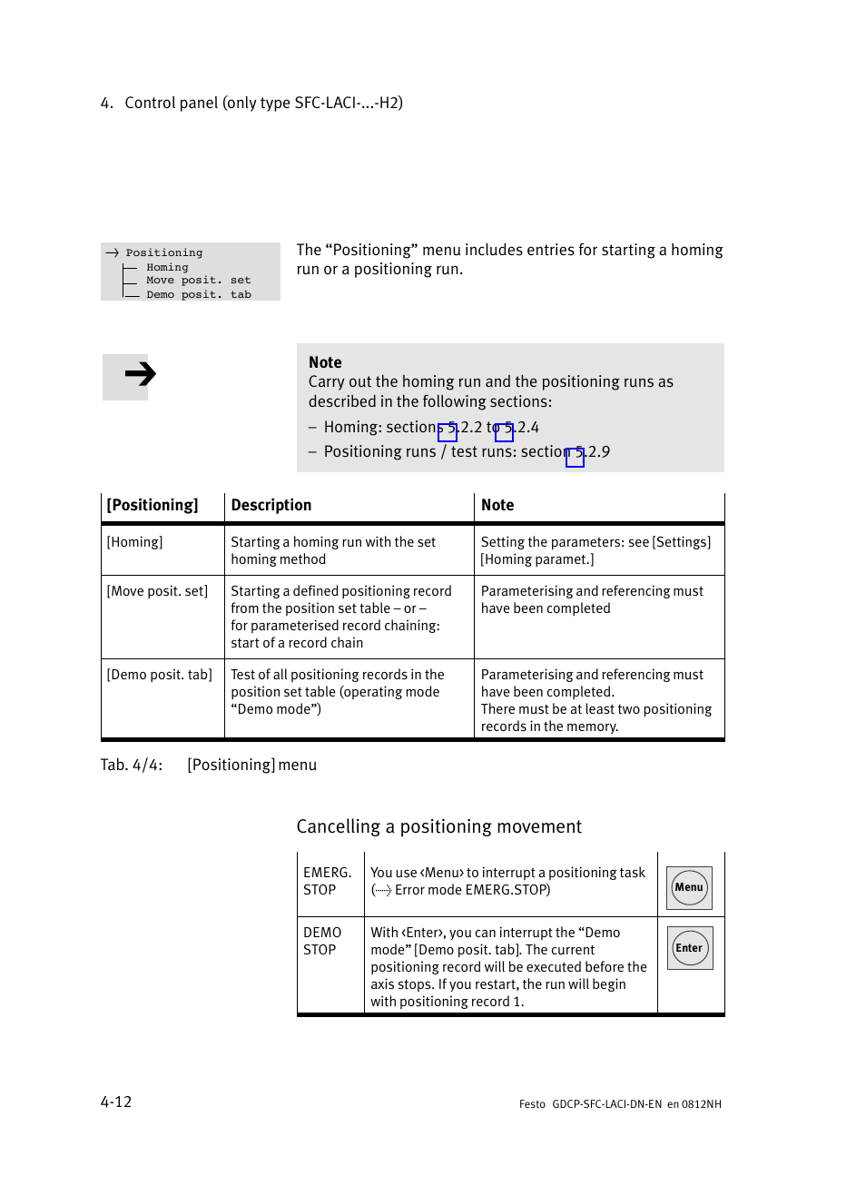 Cancelling a positioning movement | Festo Контроллеры двигателя SFC-LAC User Manual | Page 96 / 379