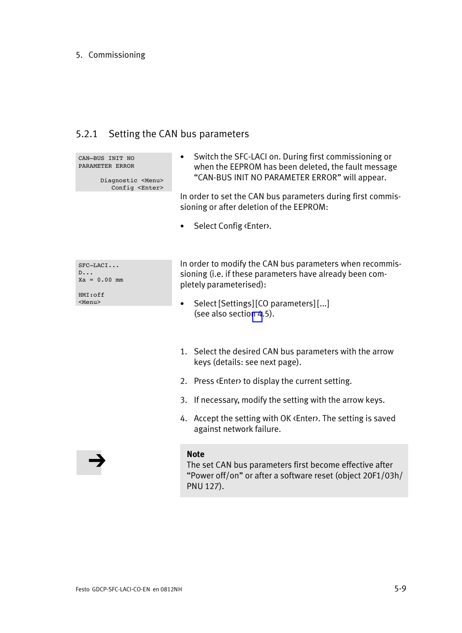 1 setting the can bus parameters, Setting the can bus parameters | Festo Контроллеры двигателя SFC-LAC User Manual | Page 111 / 389