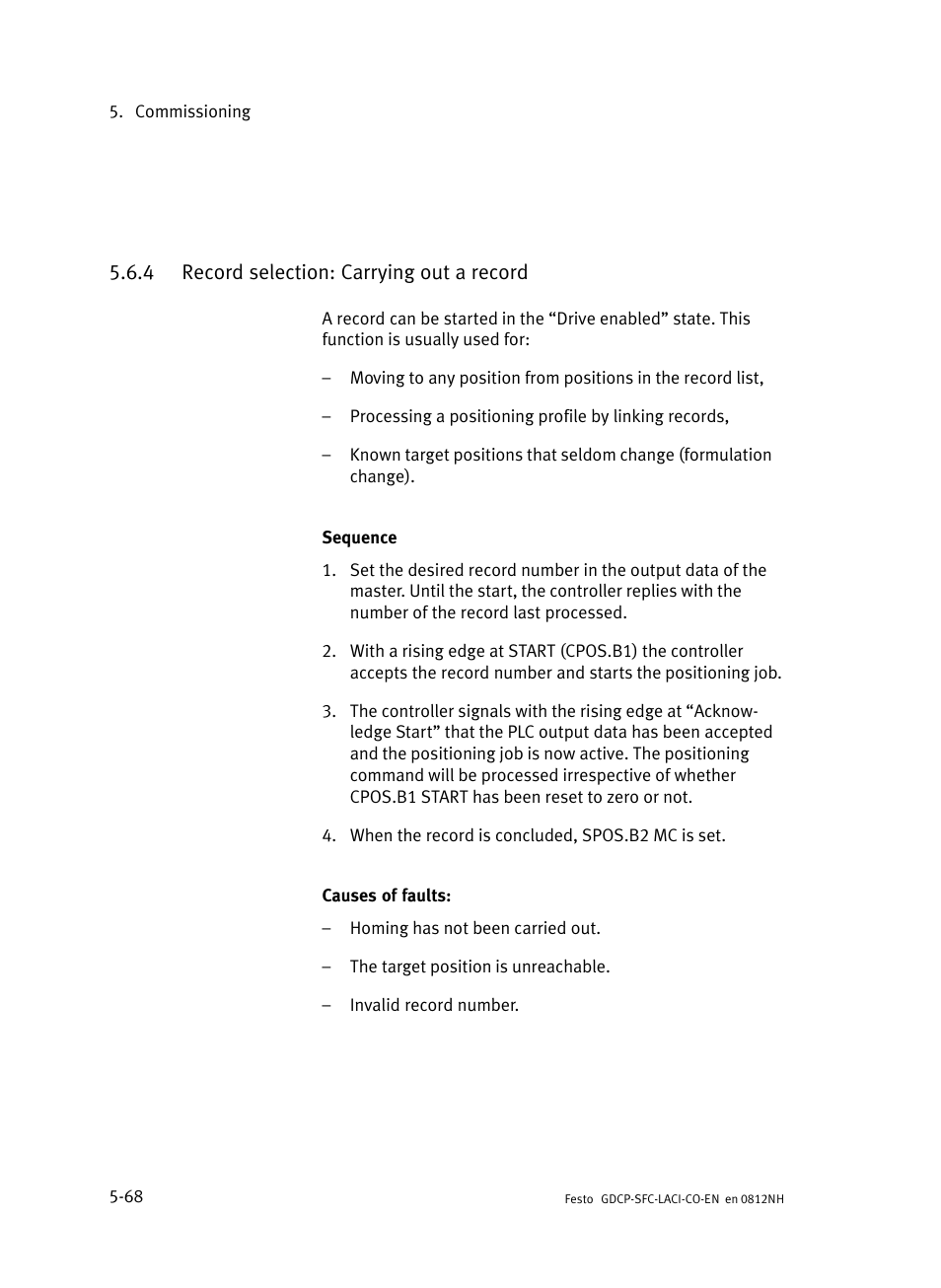 4 record selection: carrying out a record, Record selection: carrying out a record | Festo Контроллеры двигателя SFC-LAC User Manual | Page 170 / 389