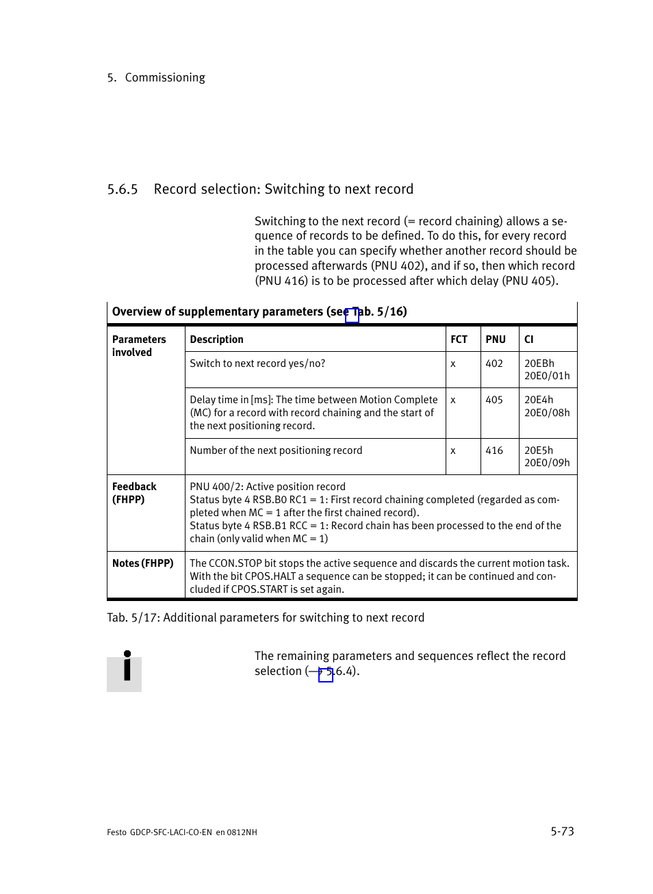 5 record selection: switching to next record, Record selection: switching to next record | Festo Контроллеры двигателя SFC-LAC User Manual | Page 175 / 389