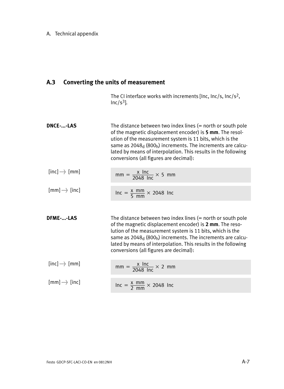 A.3 converting the units of measurement, Converting the units of measurement | Festo Контроллеры двигателя SFC-LAC User Manual | Page 227 / 389