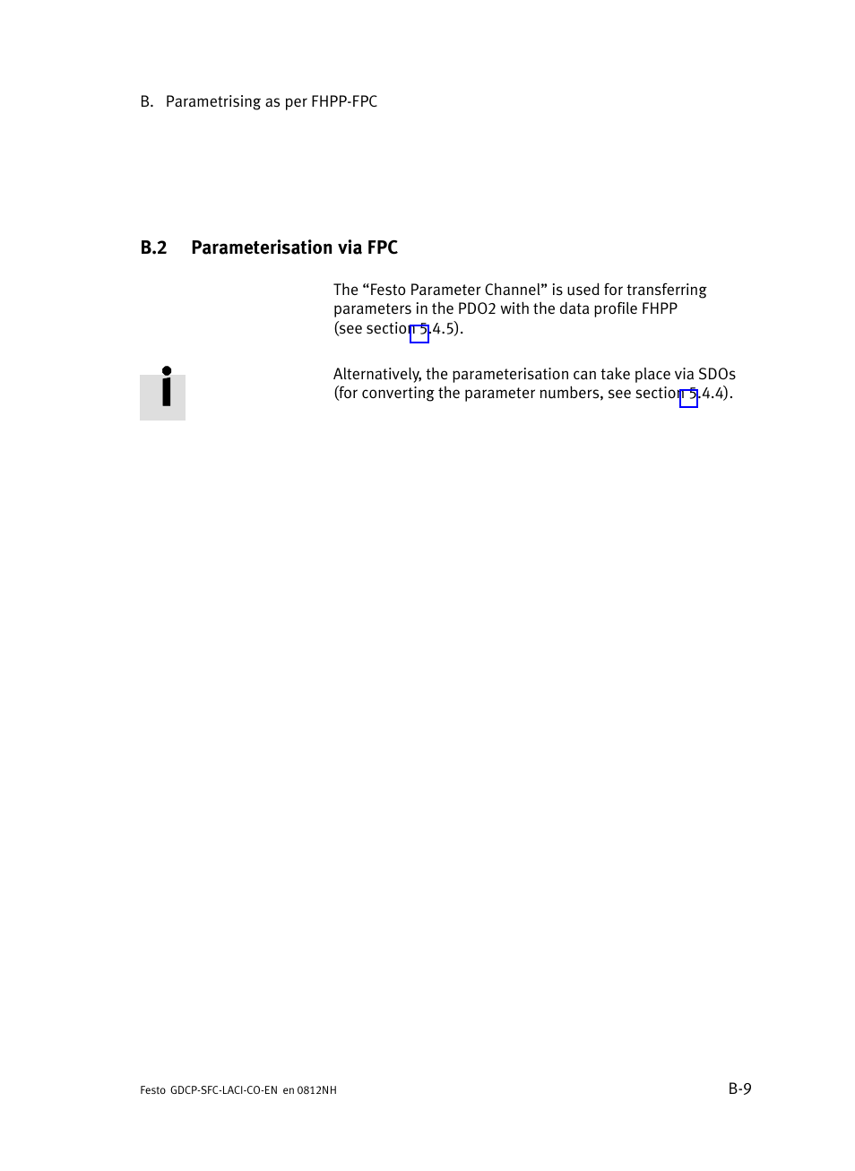 B.2 parameterisation via fpc, Parameterisation via fpc, Ndix b | Festo Контроллеры двигателя SFC-LAC User Manual | Page 237 / 389