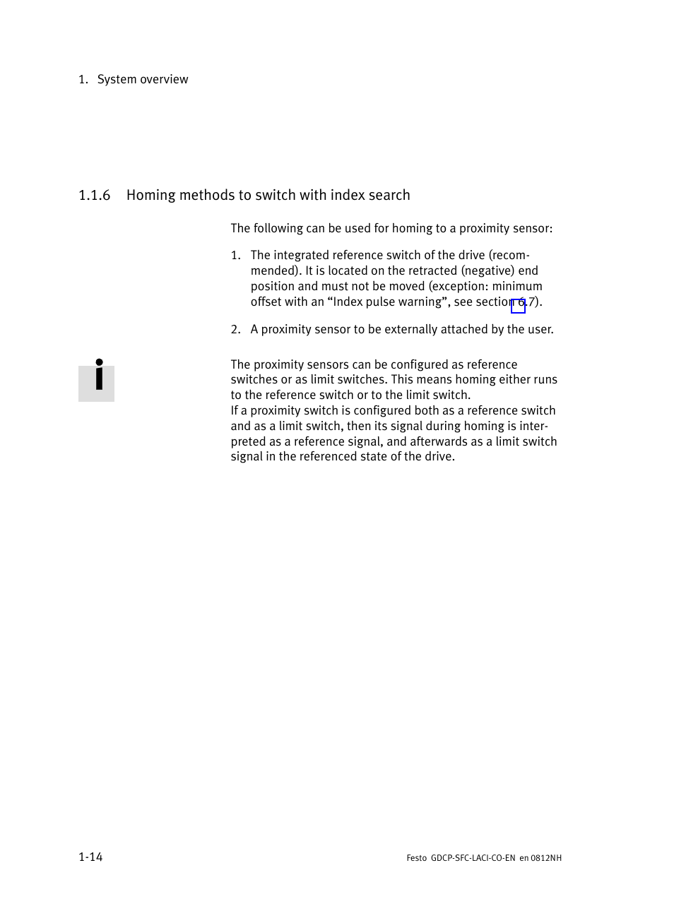 6 homing methods to switch with index search, Homing methods to switch with index search | Festo Контроллеры двигателя SFC-LAC User Manual | Page 36 / 389