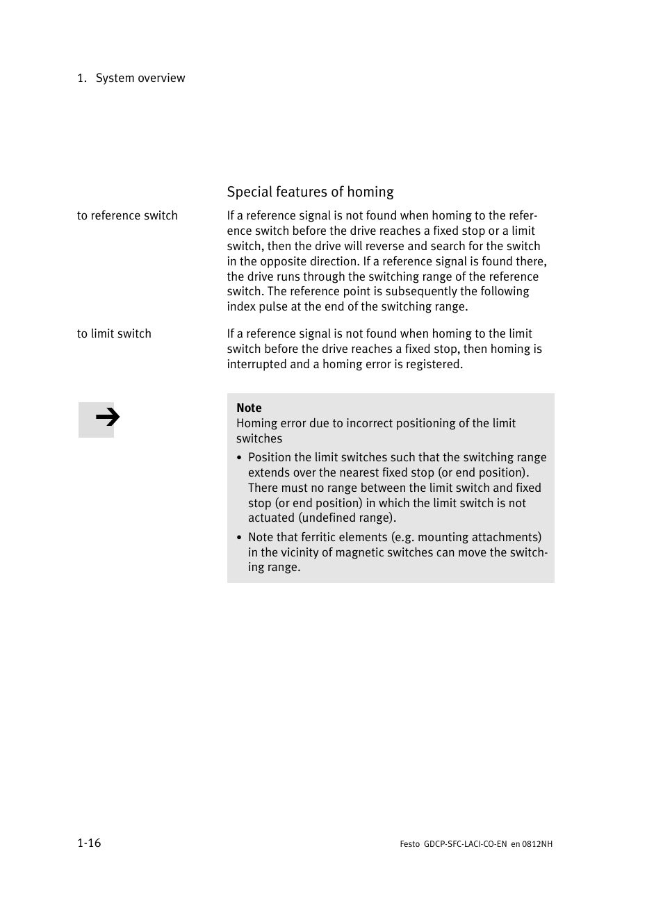 Special features of homing | Festo Контроллеры двигателя SFC-LAC User Manual | Page 38 / 389