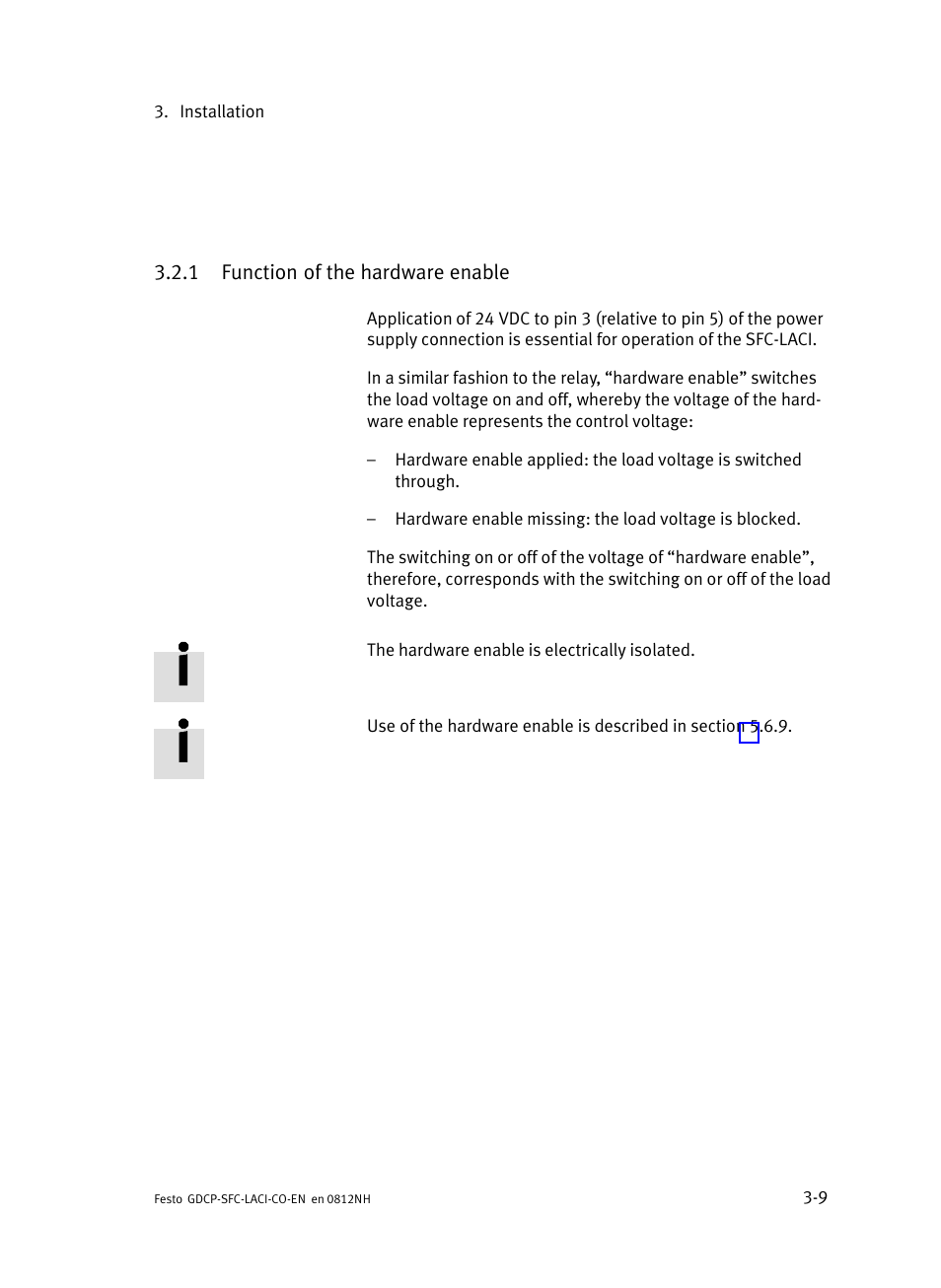 1 function of the hardware enable, Function of the hardware enable | Festo Контроллеры двигателя SFC-LAC User Manual | Page 61 / 389