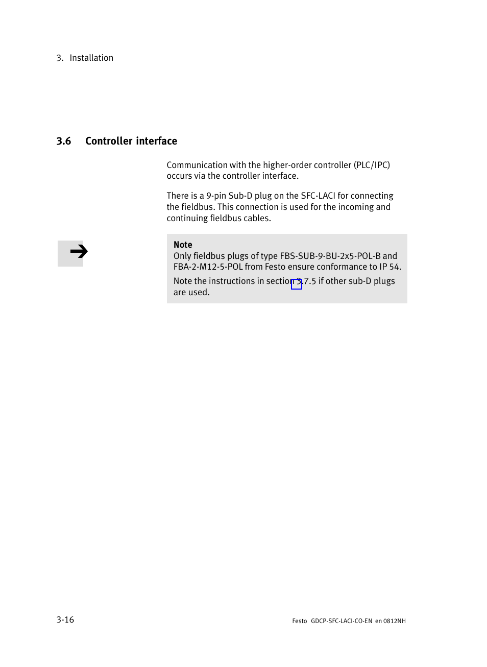 6 controller interface, Controller interface, N 3.6 | Festo Контроллеры двигателя SFC-LAC User Manual | Page 68 / 389