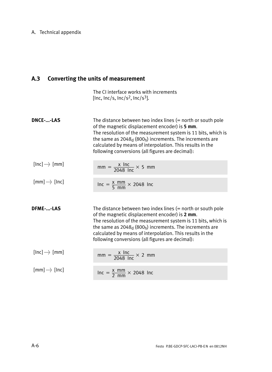 A.3 converting the units of measurement, Converting the units of measurement | Festo Контроллеры двигателя SFC-LAC User Manual | Page 220 / 351