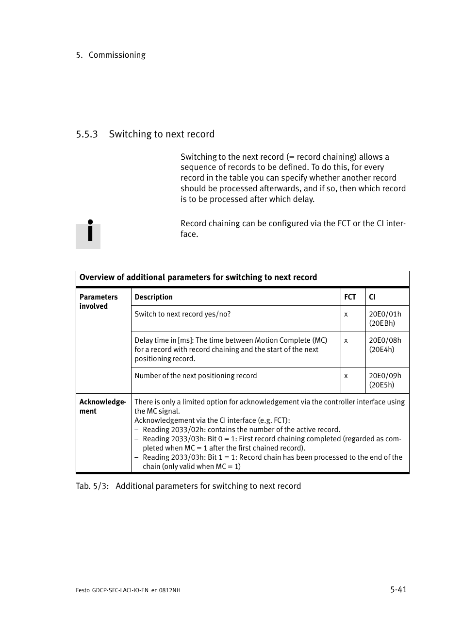 3 switching to next record, Switching to next record | Festo Контроллеры двигателя SFC-LAC User Manual | Page 123 / 245