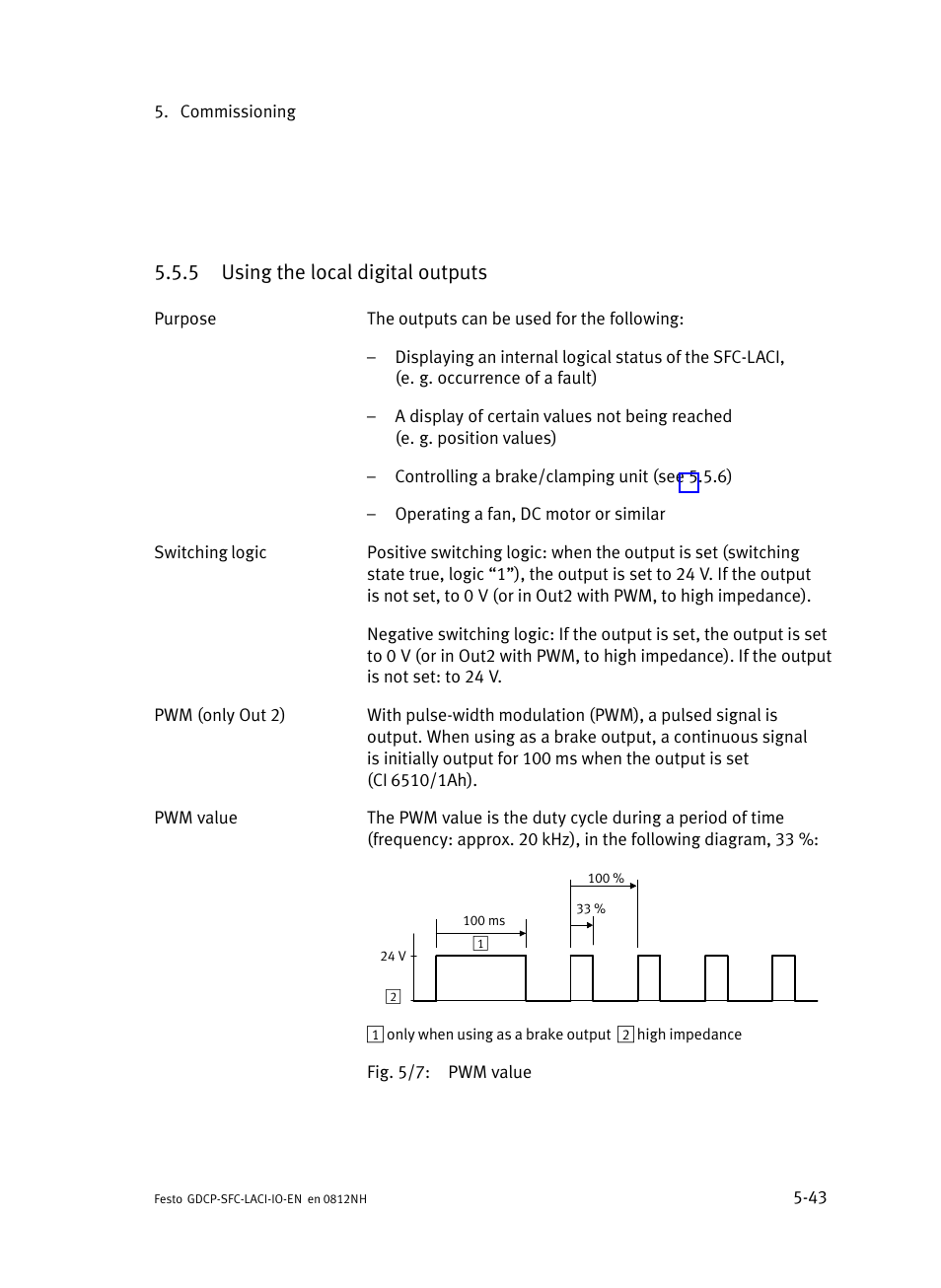 5 using the local digital outputs, Using the local digital outputs | Festo Контроллеры двигателя SFC-LAC User Manual | Page 125 / 245