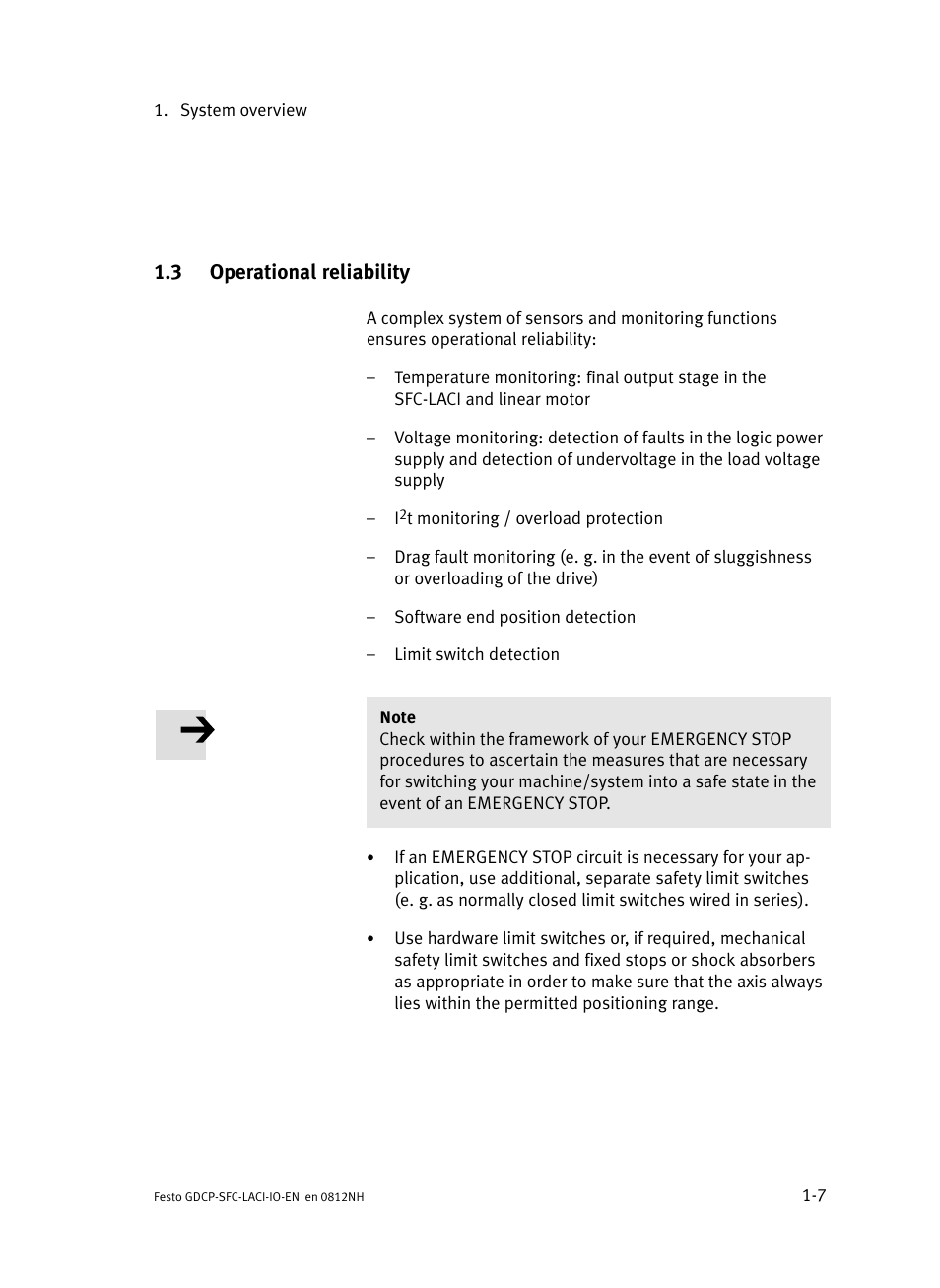 3 operational reliability, Operational reliability | Festo Контроллеры двигателя SFC-LAC User Manual | Page 25 / 245
