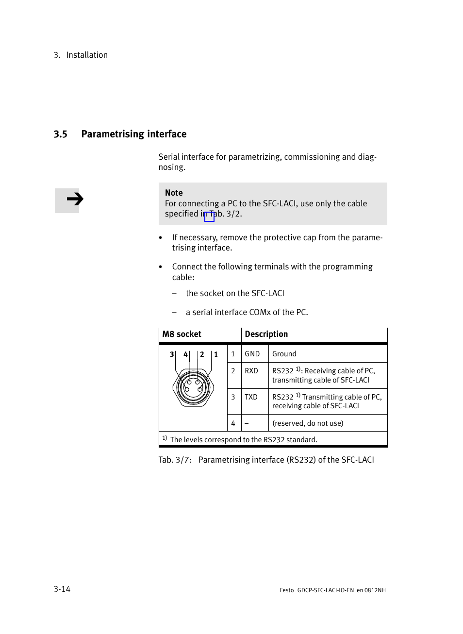 5 parametrising interface, Parametrising interface, Section 3.5 | Festo Контроллеры двигателя SFC-LAC User Manual | Page 56 / 245