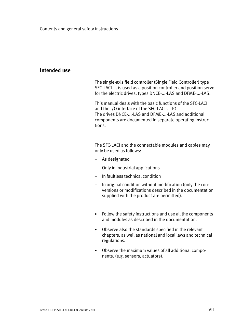 Intended use | Festo Контроллеры двигателя SFC-LAC User Manual | Page 9 / 245