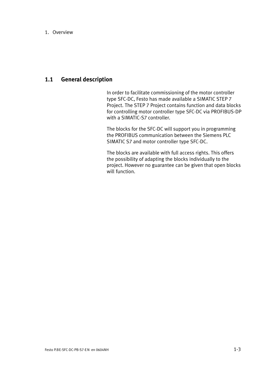 1 general description, General description | Festo Контроллер двигателя SFC-ST User Manual | Page 25 / 128