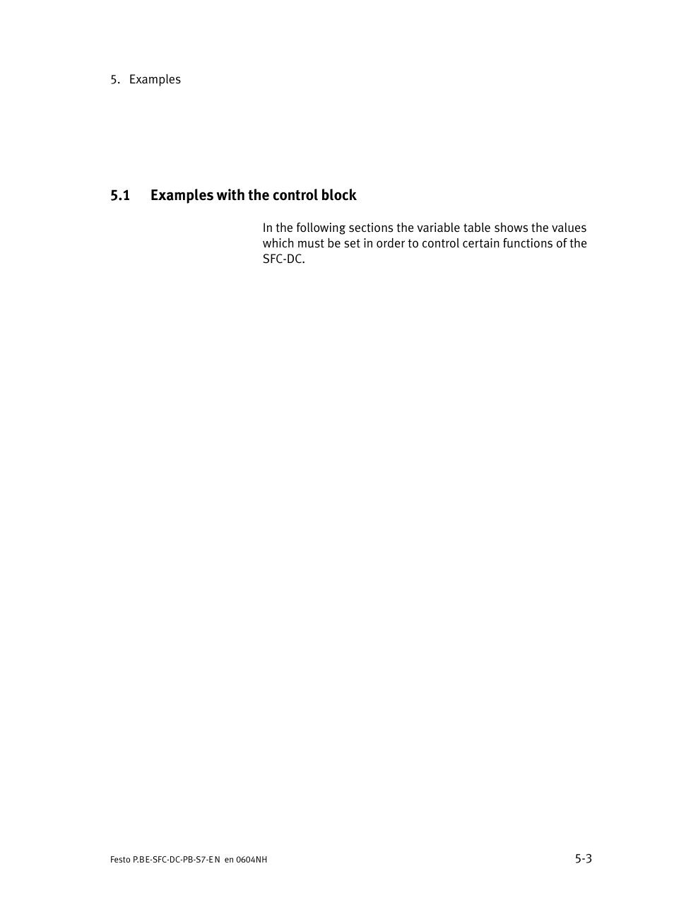1 examples with the control block, Examples with the control block | Festo Контроллер двигателя SFC-ST User Manual | Page 75 / 128