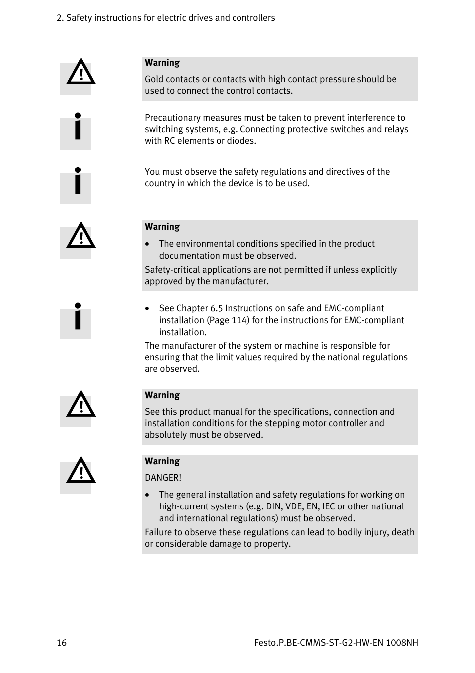 Festo Контроллеры двигателя CMMS-ST User Manual | Page 16 / 136