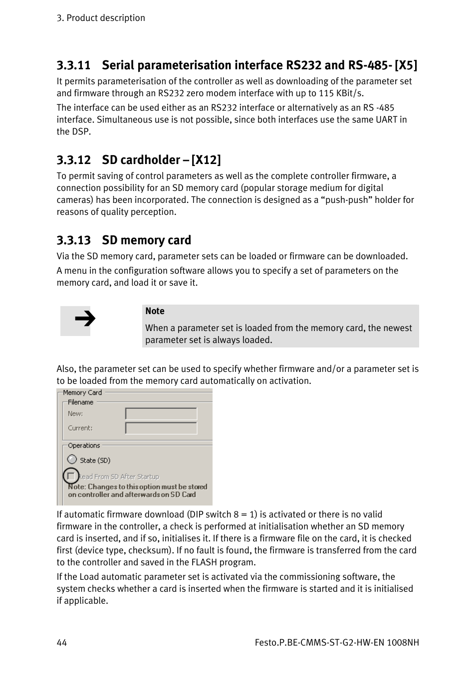 12 sd cardholder – [x12, 13 sd memory card, Sd cardholder – [x12 | Sd memory card | Festo Контроллеры двигателя CMMS-ST User Manual | Page 44 / 136