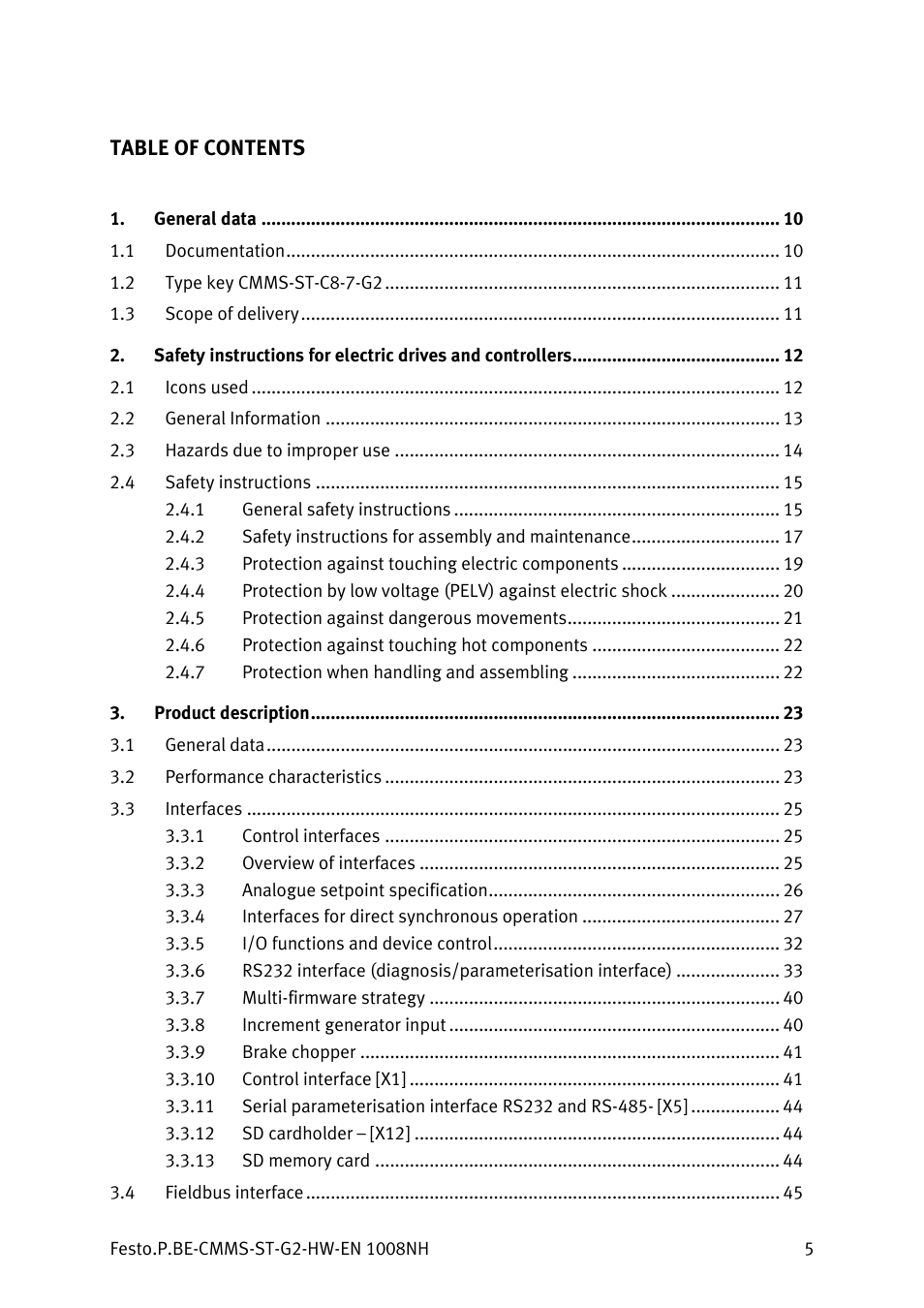 Festo Контроллеры двигателя CMMS-ST User Manual | Page 5 / 136