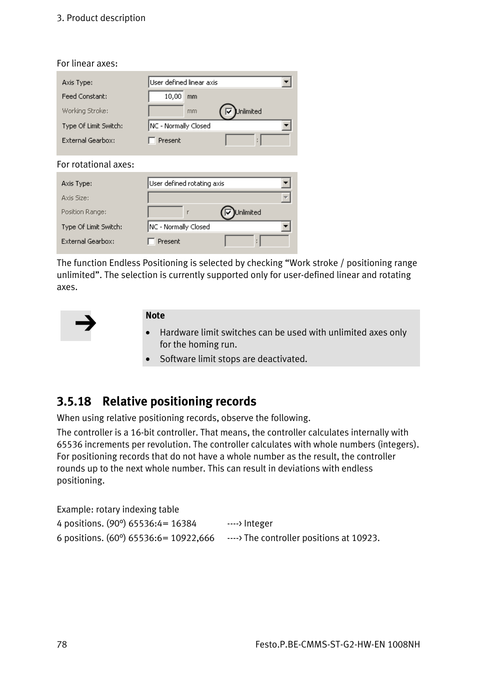 18 relative positioning records, Relative positioning records | Festo Контроллеры двигателя CMMS-ST User Manual | Page 78 / 136
