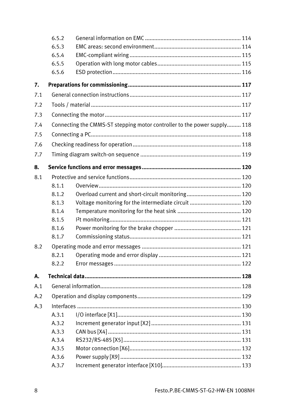 Festo Контроллеры двигателя CMMS-ST User Manual | Page 8 / 136