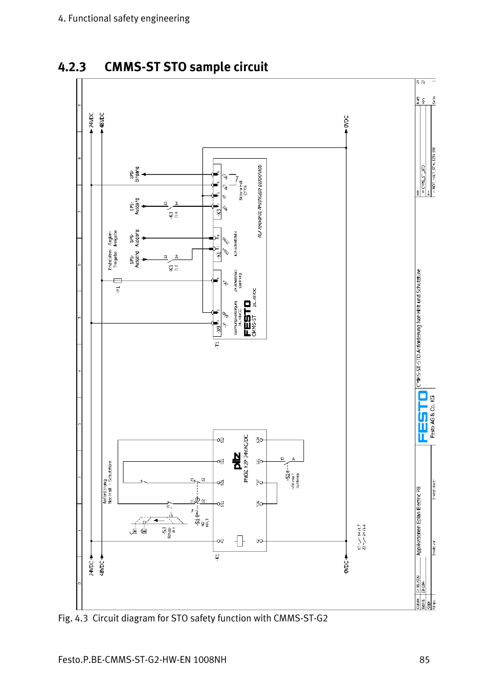 3 cmms-st sto sample circuit, Cmms-st sto sample circuit | Festo Контроллеры двигателя CMMS-ST User Manual | Page 85 / 136