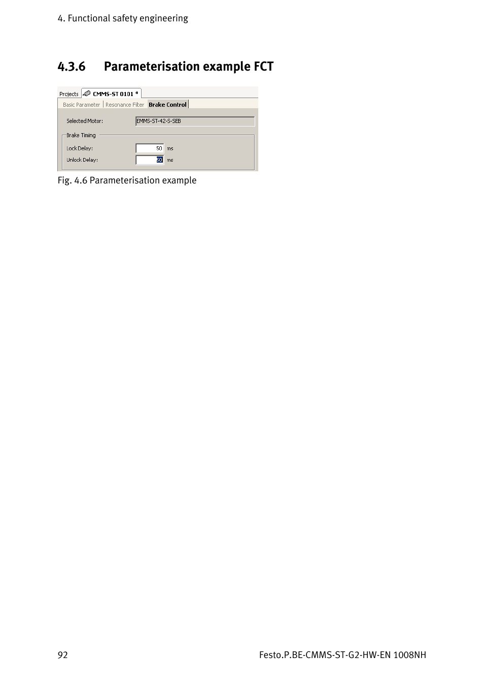 6 parameterisation example fct, Parameterisation example fct | Festo Контроллеры двигателя CMMS-ST User Manual | Page 92 / 136