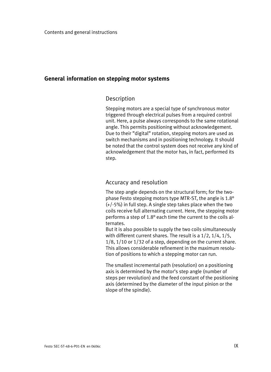 General information on stepping motor systems | Festo Контроллер двигателя SEC-ST User Manual | Page 11 / 66