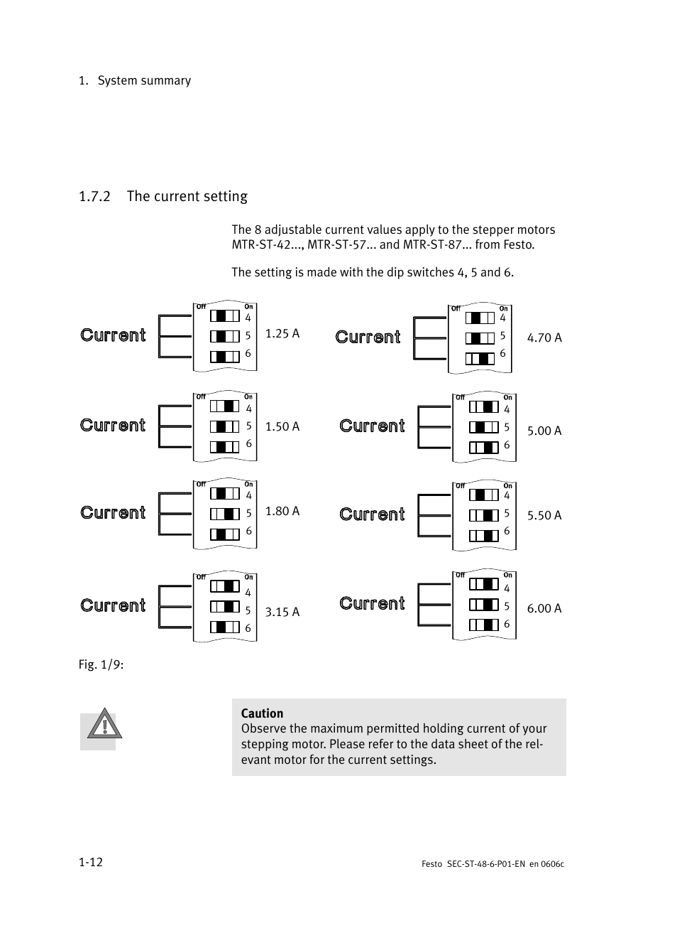 2 the current setting, The current setting | Festo Контроллер двигателя SEC-ST User Manual | Page 34 / 66