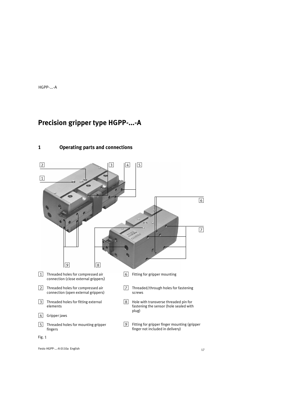 Precision gripper type hgpp-...-a english | Festo Параллельный захват HGPP User Manual | Page 17 / 88