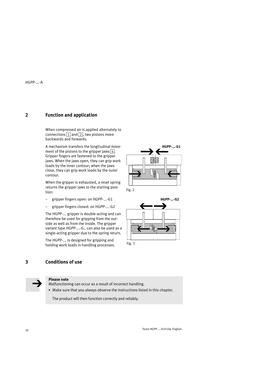 2function and application, 3conditions of use | Festo Параллельный захват HGPP User Manual | Page 18 / 88