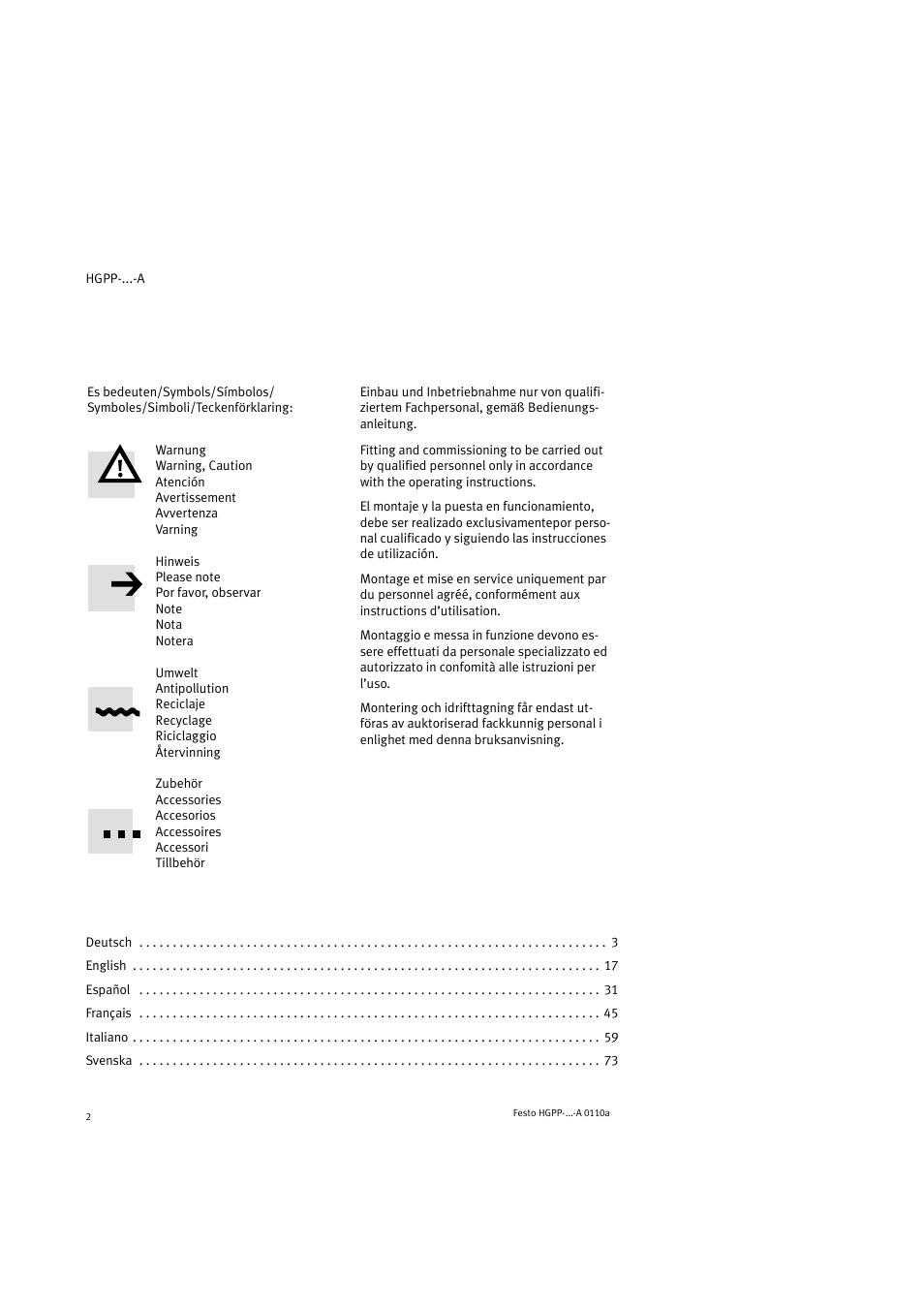 Festo Параллельный захват HGPP User Manual | Page 2 / 88