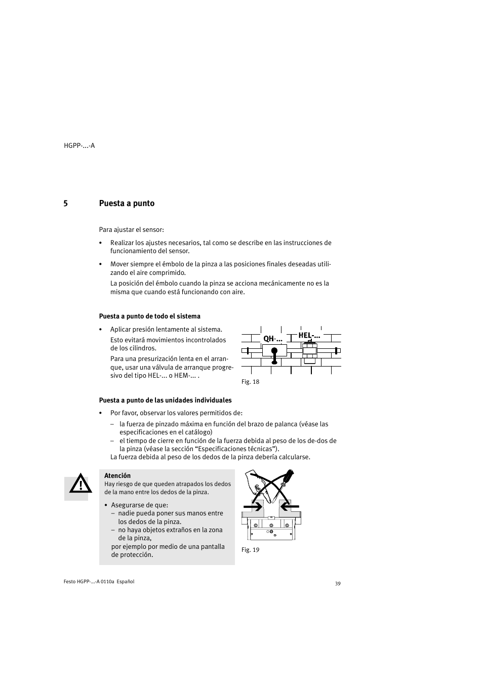 5puesta a punto | Festo Параллельный захват HGPP User Manual | Page 39 / 88