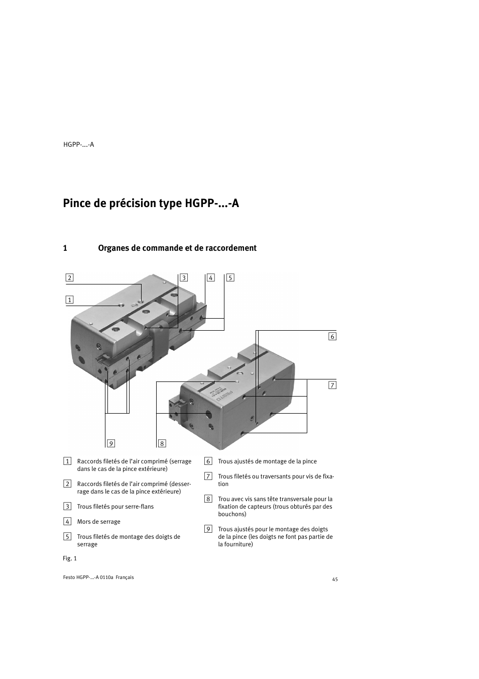 Pince de précision type hgpp-...-a francais | Festo Параллельный захват HGPP User Manual | Page 45 / 88