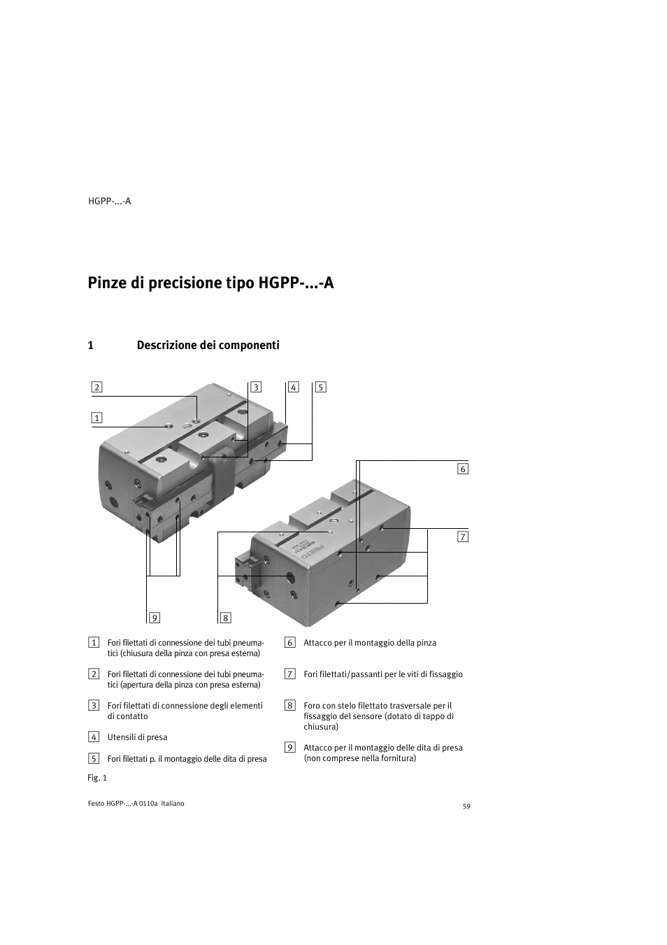 Pinze di precisione tipo hgpp-...-a italiano | Festo Параллельный захват HGPP User Manual | Page 59 / 88