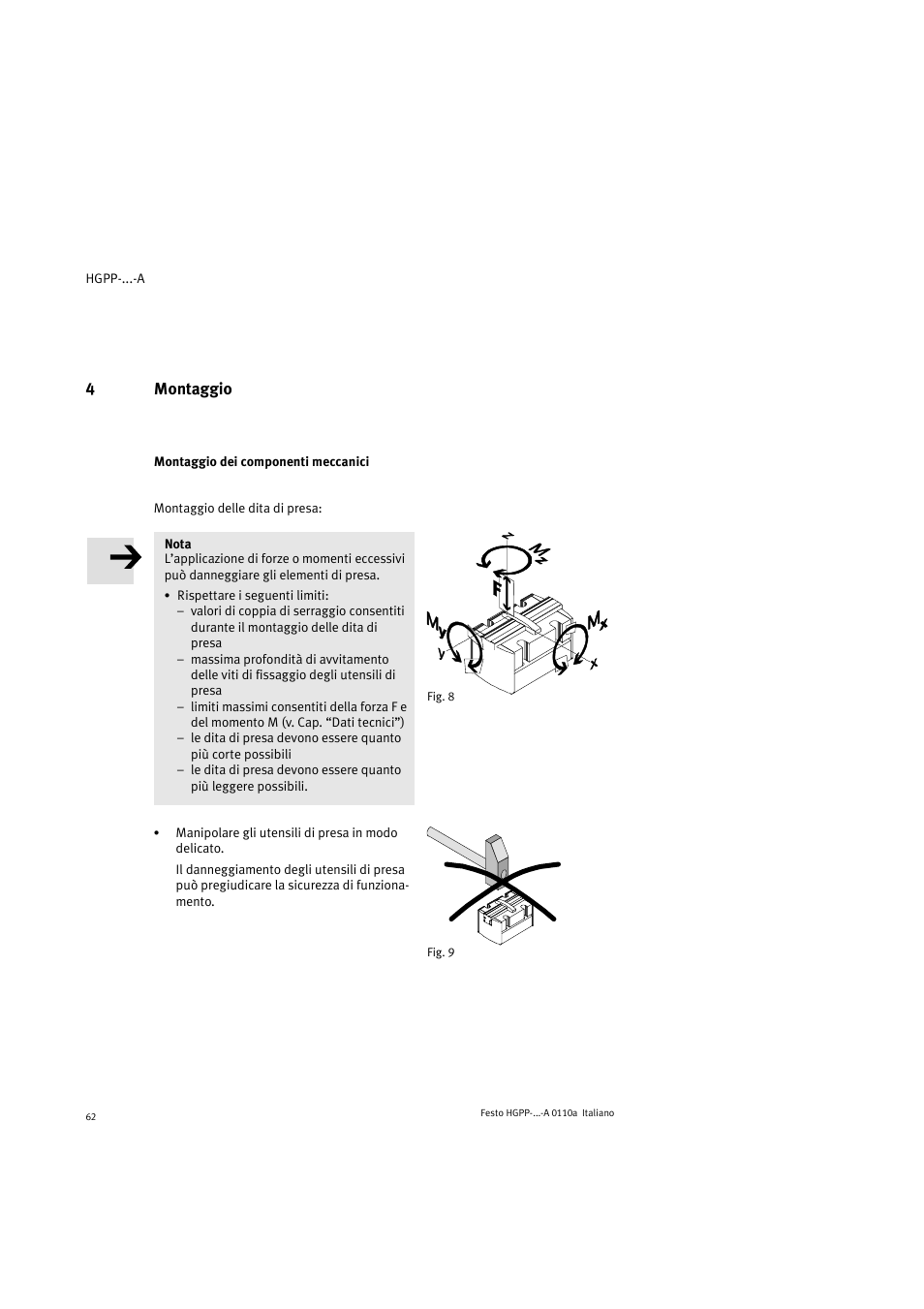 4montaggio | Festo Параллельный захват HGPP User Manual | Page 62 / 88