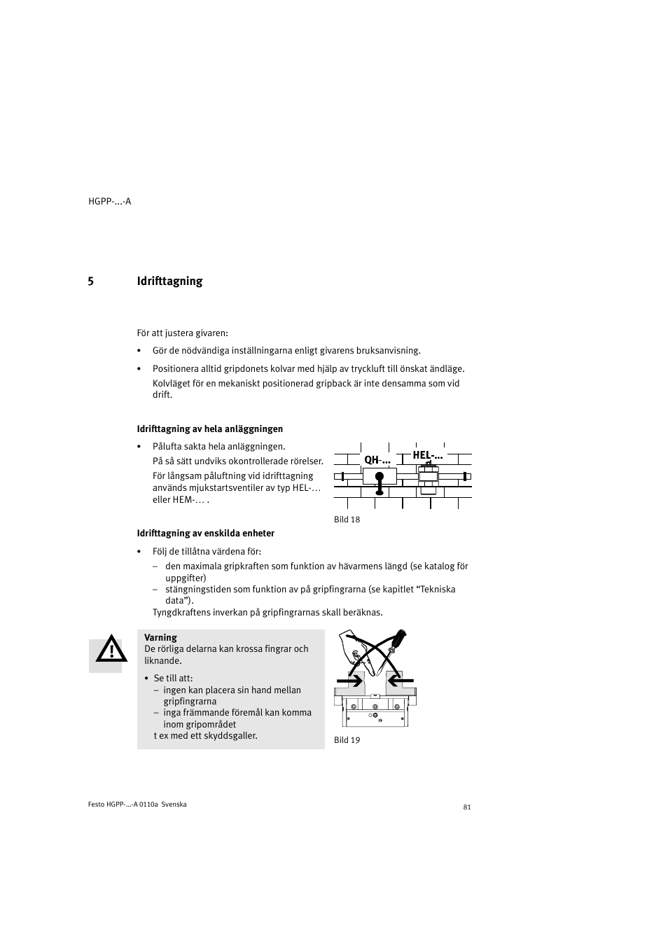 5idrifttagning | Festo Параллельный захват HGPP User Manual | Page 81 / 88