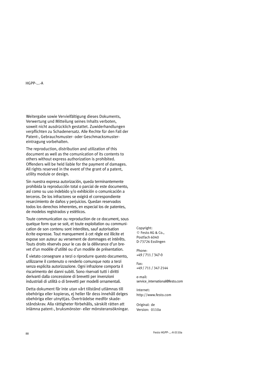 Festo Параллельный захват HGPP User Manual | Page 88 / 88