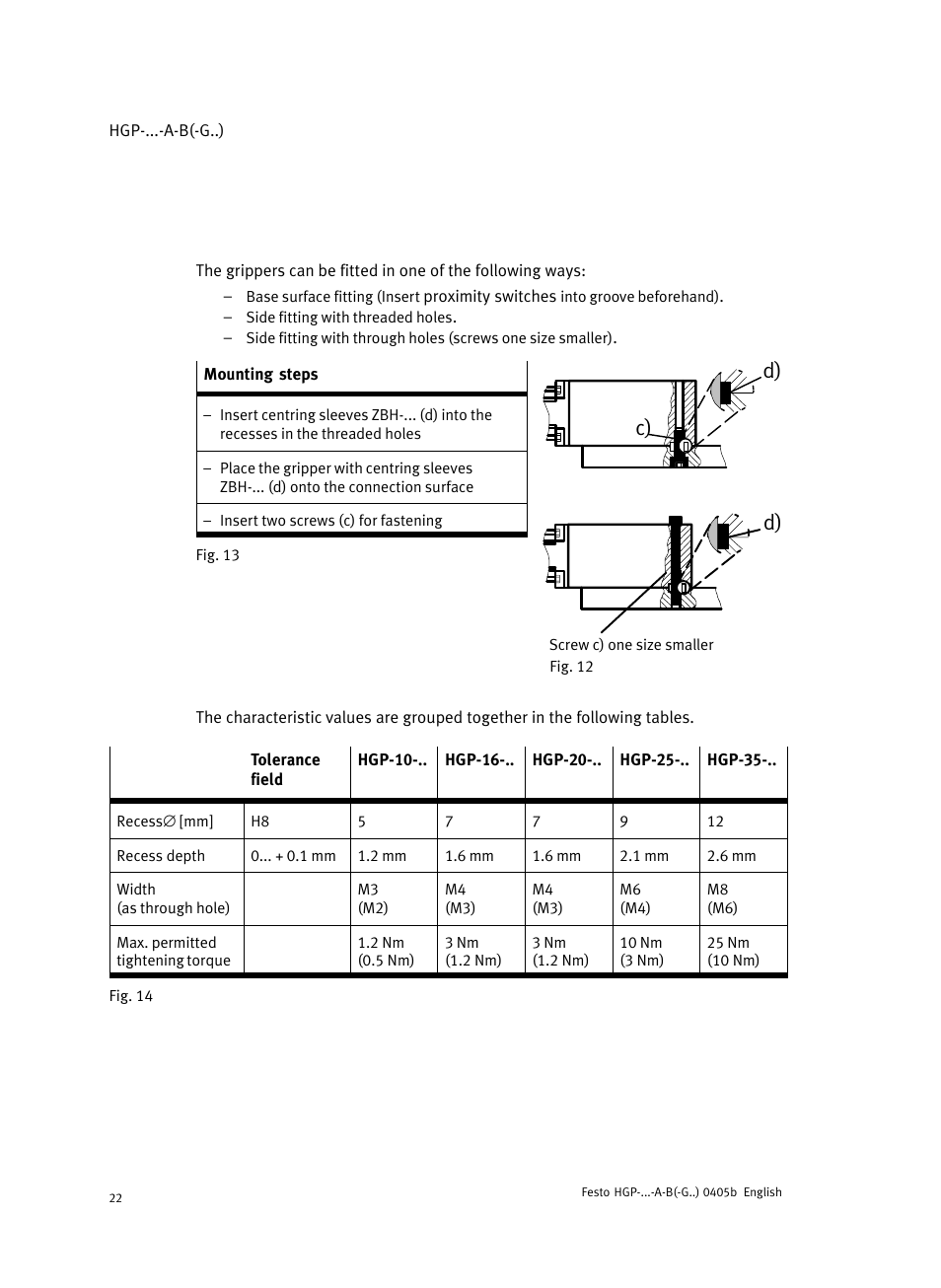 D) c) | Festo Параллельный захват HGP User Manual | Page 22 / 88