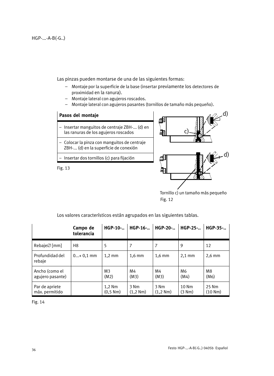 D) c) | Festo Параллельный захват HGP User Manual | Page 36 / 88