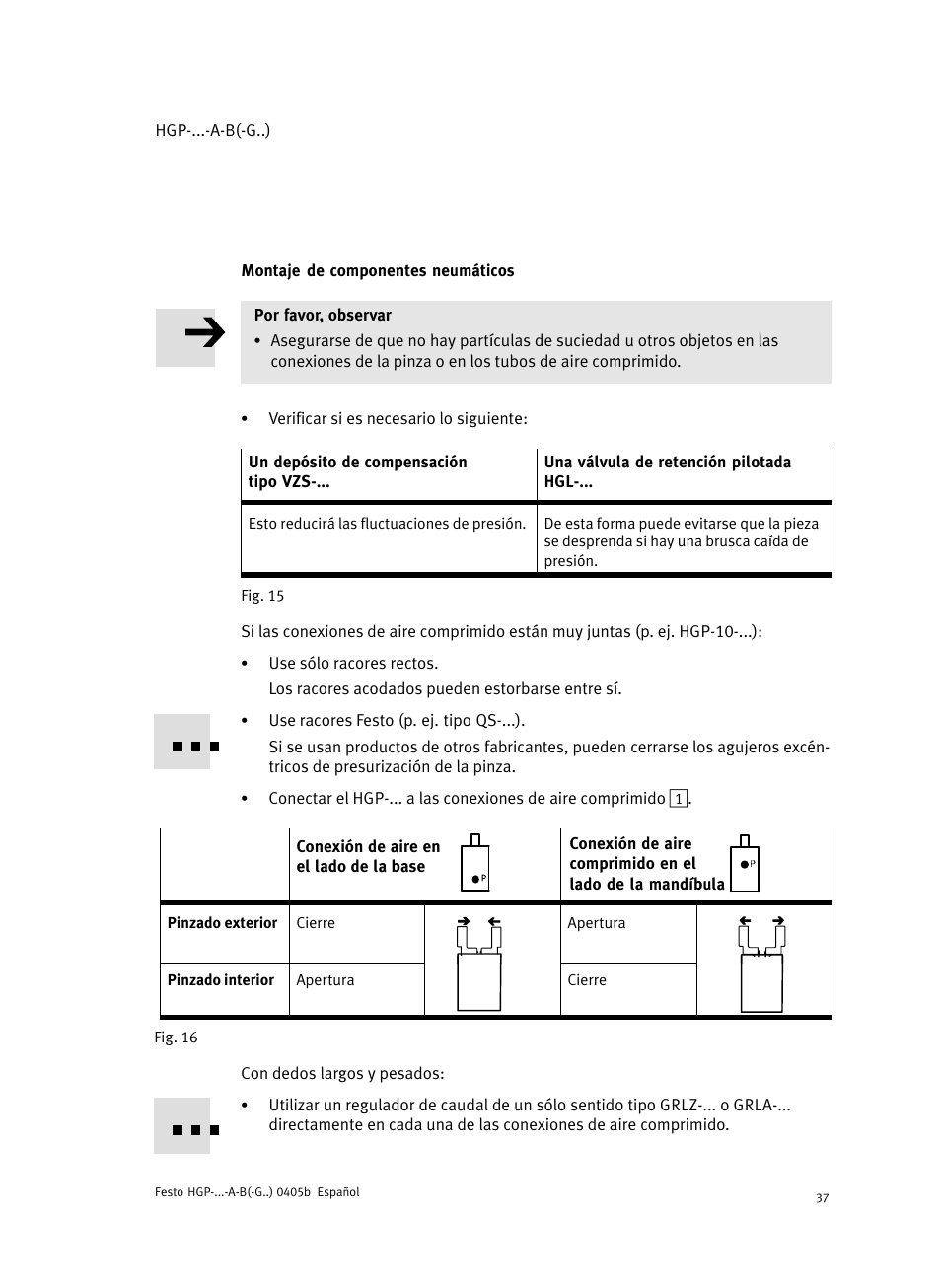 Montaje de componentes neumáticos | Festo Параллельный захват HGP User Manual | Page 37 / 88