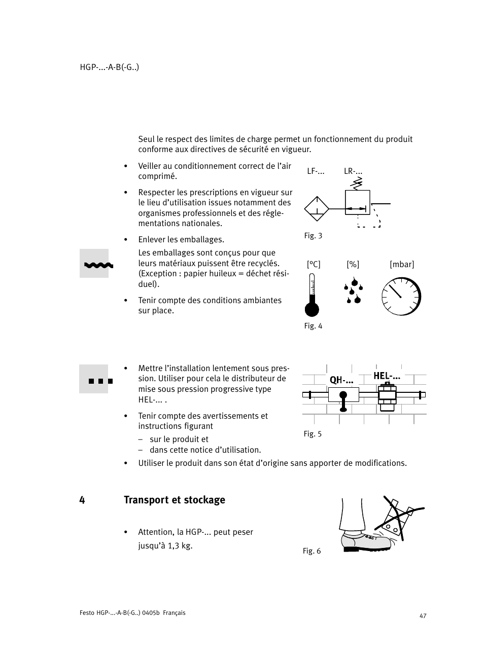 4 transport et stockage fig. 6, 4transport et stockage | Festo Параллельный захват HGP User Manual | Page 47 / 88