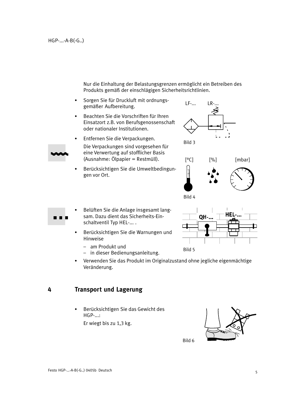 4 transport und lagerung, 4transport und lagerung | Festo Параллельный захват HGP User Manual | Page 5 / 88