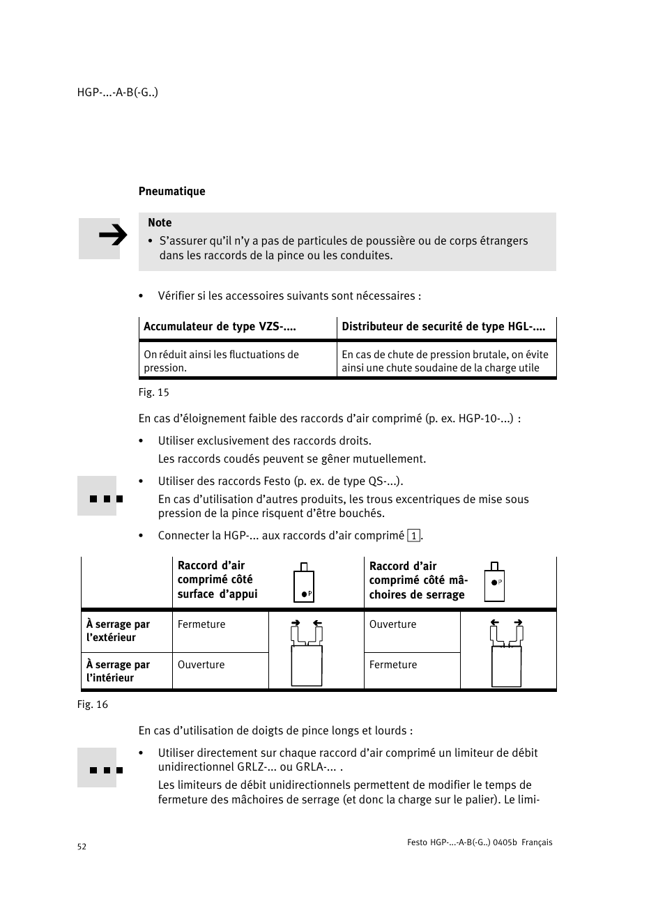 Pneumatique | Festo Параллельный захват HGP User Manual | Page 52 / 88