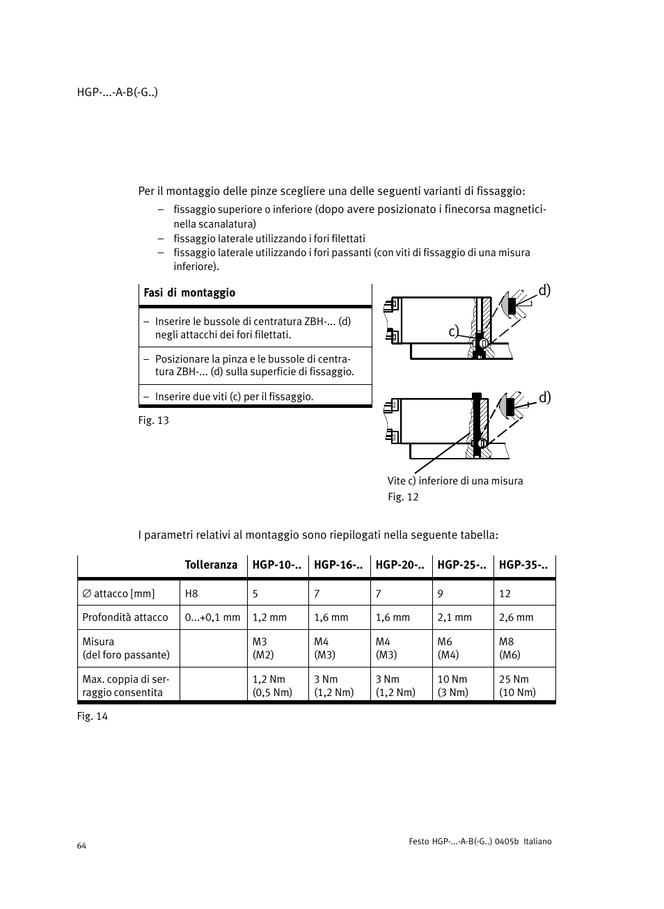 D) c) | Festo Параллельный захват HGP User Manual | Page 64 / 88